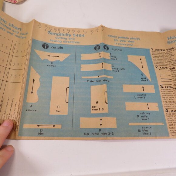 Simplicity 5494 Sewing Pattern Curtains 4 designs (complete) - Picture 3 of 9
